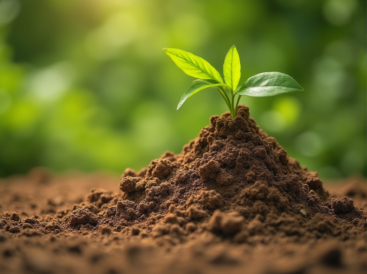 Prompt: Mud material, sustainable design, earthy tone, natural texture, rough surface, irregular shape, crumbling effect, greenery background, modern architecture, villa, eco-friendly, zero-carbon, environmental awareness, minimalist decor, warm lighting, close-up shot, shallow depth of field, vibrant green color palette, organic composition.