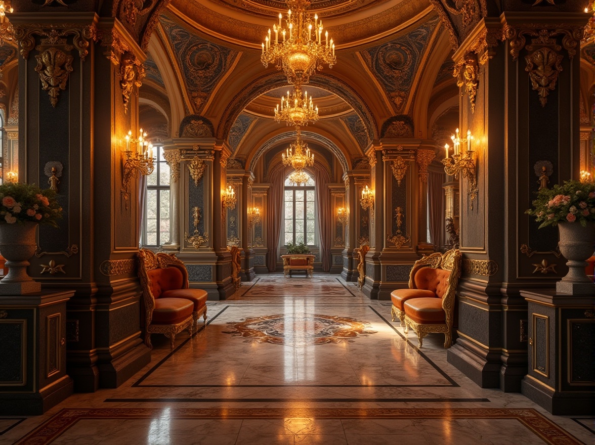 Prompt: Byzantine-inspired fitness club, luxurious interior, golden accents, intricate mosaics, ornate chandeliers, grand arches, marble columns, ornamental frescoes, lavish velvet drapes, regal throne-like seats, majestic stone statues, dim warm lighting, mystical ambiance, 3/4 composition, low-angle shot, dramatic shadows, rich textures, detailed patterns.