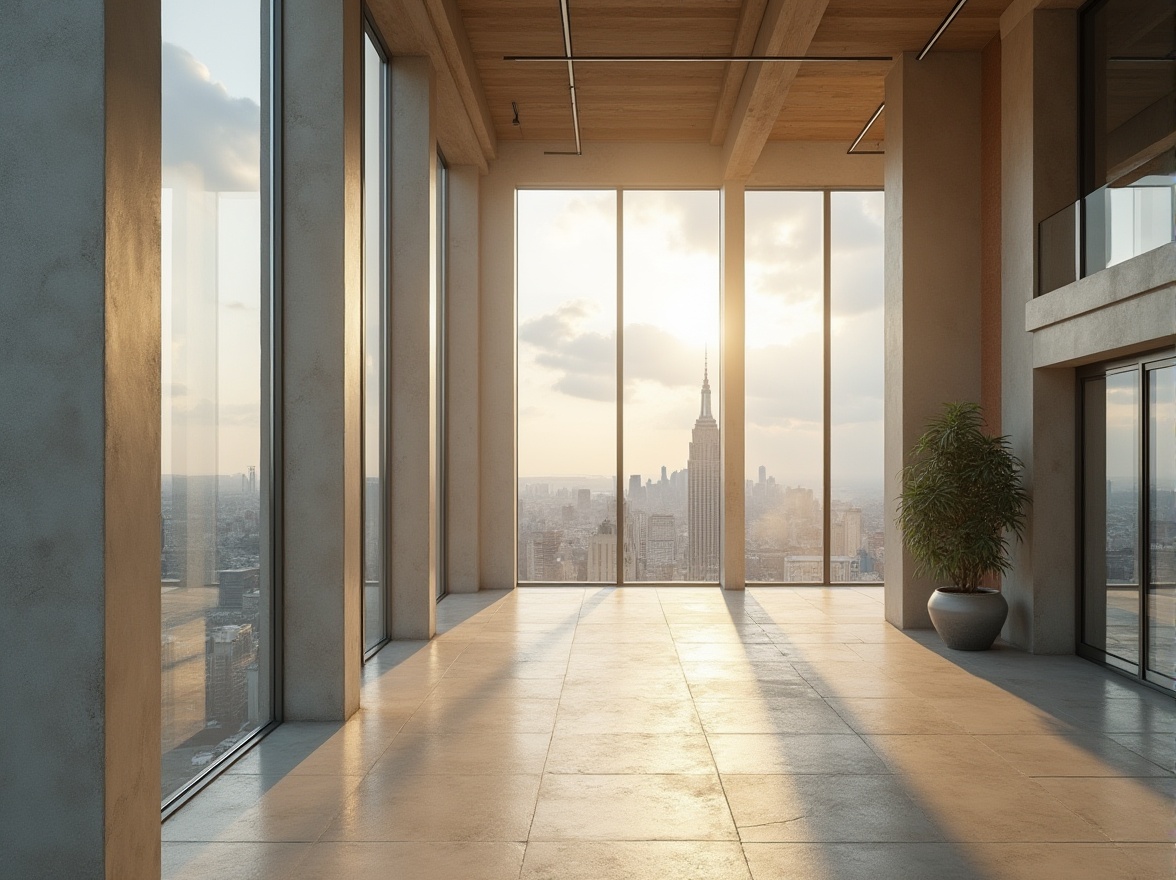 Prompt: Modern architecture, Gainsboro color tone, neutral beige walls, large glass windows, minimalist interior, sleek lines, industrial chic, urban setting, cityscape background, skyscraper nearby, cloudy sky, natural light pouring in, 3/4 composition, shallow depth of field, warm and soft ambient lighting.