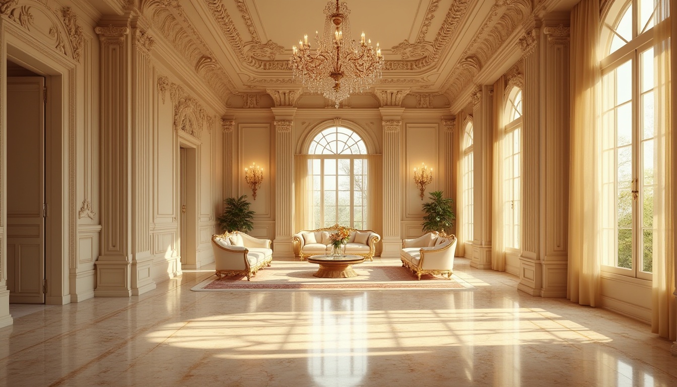 Prompt: Plaster material, decorative ceiling, ornate moldings, intricate designs, luxurious interior, grand villa, European-style mansion, crystal chandelier, soft golden lighting, warm beige walls, marble floors, elegant furniture, lavish decorations, detailed textures, realistic render, high-dynamic-range, cinematic composition, 3/4 view, slight Dutch angle.