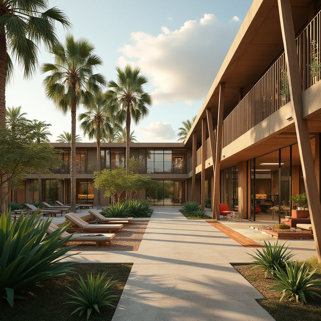 Prompt: Savanna social housing, modern architecture, innovative glass design, transparent walls, floor-to-ceiling windows, minimalist interior, natural light pouring in, wooden accents, African-inspired patterns, vibrant colors, open spaces, communal areas, lush greenery, tropical plants, palm trees, sunny day, warm lighting, dramatic shadows, 3/4 composition, panoramic view.