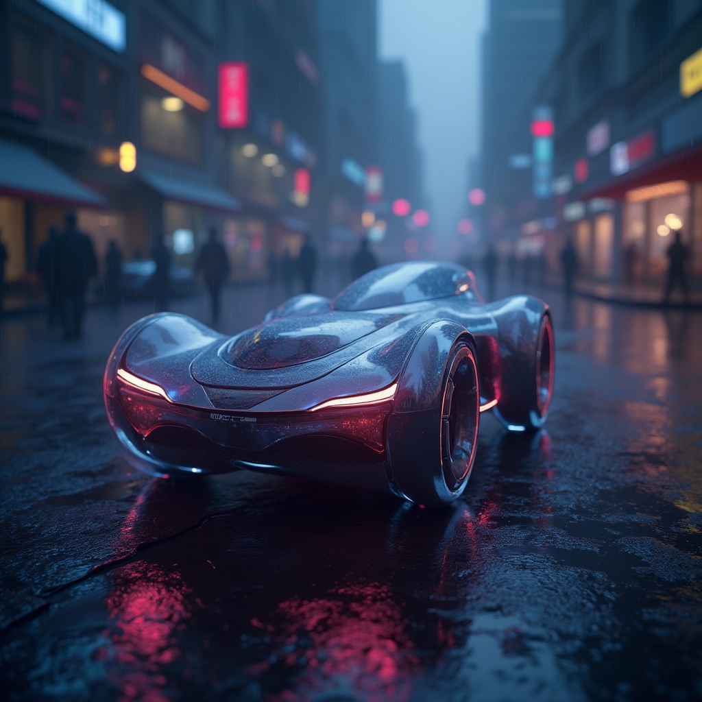 Prompt: Expressive design, emotional interaction, futuristic product, sleek metal body, glowing LED lights, minimalist interface, gentle curves, ergonomic grip, emotional feedback, vibrant color scheme, dynamic shape-shifting, 3D holographic display, immersive user experience, sci-fi atmosphere, neon-lit cityscape, rainy night, misty ambient lighting.