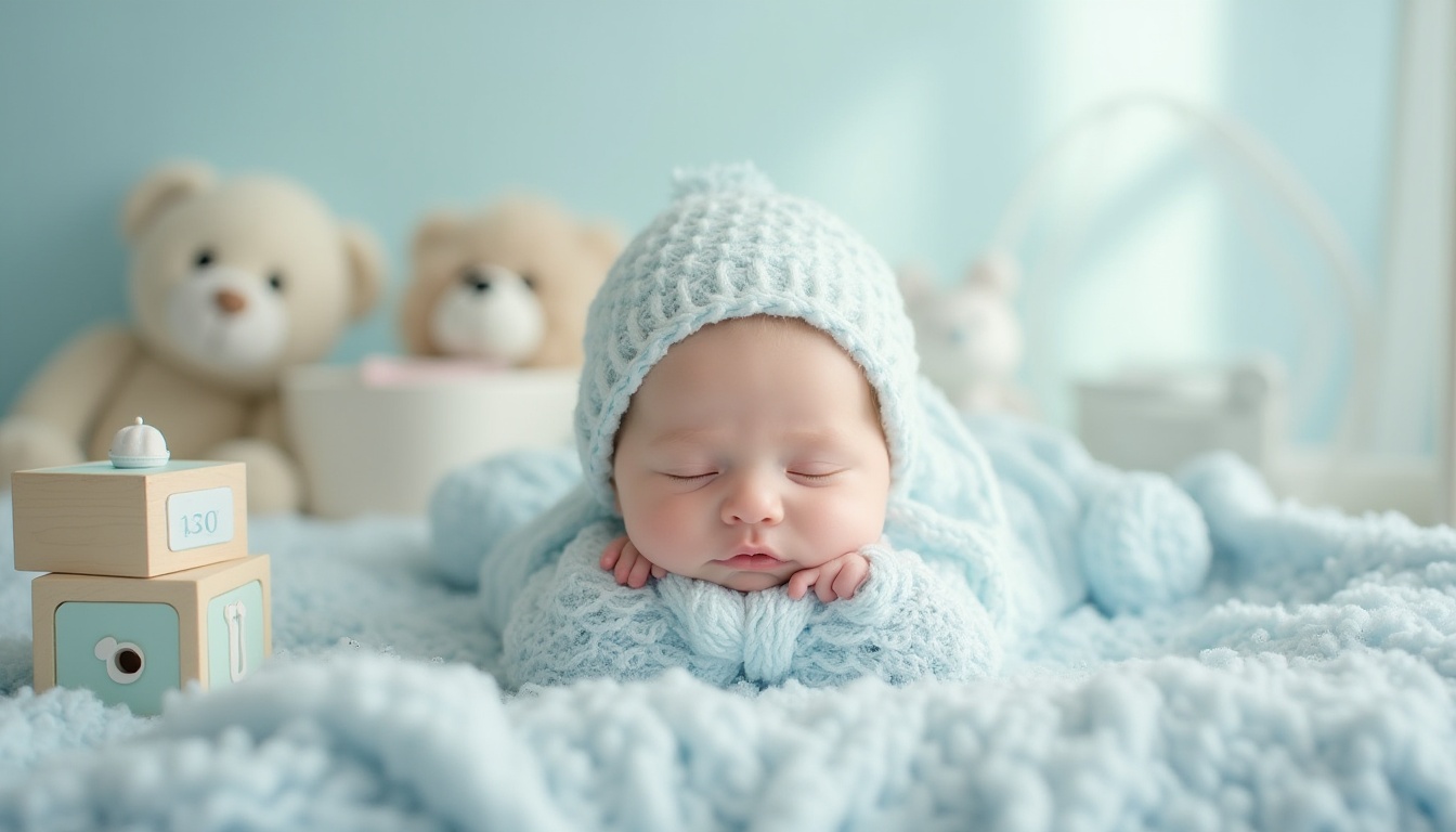 Prompt: Baby blue, calming atmosphere, minimalist design, pastel color palette, rounded shapes, soft textures, gentle lighting, subtle shadows, peaceful ambiance, nursery setting, crib, toys, baby blocks, teddy bear, gentle smile, innocent eyes, soft focus, warm glow, creamy whites, powder puffs, delicate fabrics, lace details, feminine touch, calming composition, 3/4 view, softbox lighting, shallow depth of field.