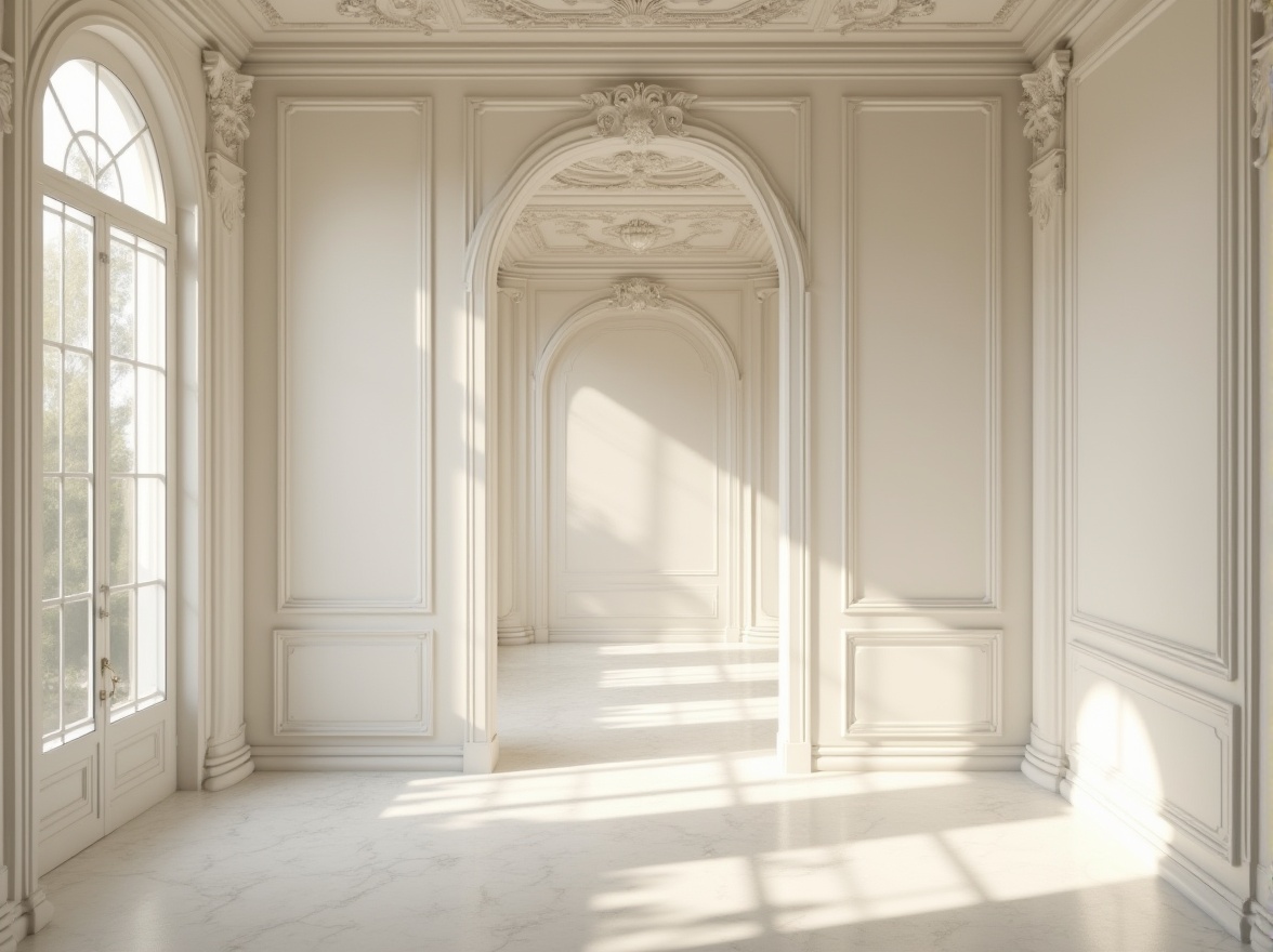 Prompt: Architectural design, interior decoration, plaster material, white walls, ornate moldings, ceiling details, column designs, classic European style, luxurious villas, natural lighting, afternoon sun, warm ambiance, soft shadows, 3/4 composition, shallow depth of field, realistic rendering.