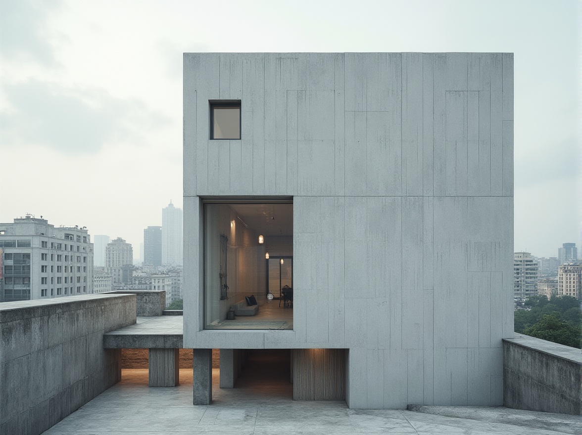 Prompt: Modern architecture, urban building, concrete structure, white plastered walls, clean lines, minimalist design, large windows, industrial chic, cityscape, cloudy day, soft natural light, shallow depth of field, 3/4 composition, brutalist style, raw concrete texture, smooth plaster finish, steel beams, urban landscape.