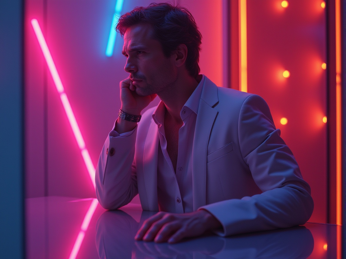 Prompt: Emotional expression, design concept, futuristic, sleek lines, vibrant colors, abstract shapes, minimalist background, glowing neon lights, 3D modeling, metallic material, reflective surface, modern furniture, artistic composition, close-up shot, shallow depth of field, moody lighting, cinematic atmosphere.