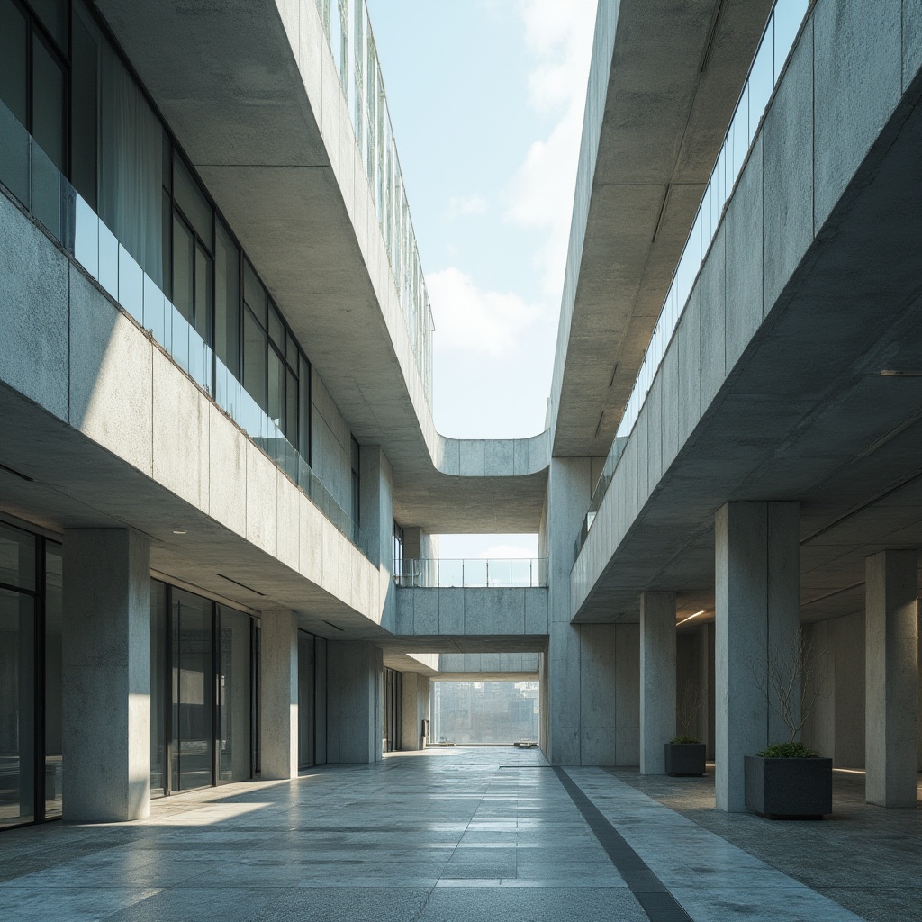 Prompt: Modern building, futuristic architecture, sleek lines, urban cityscape, glass windows, steel beams, concrete columns, fiber-cement materials, textured surface, rough finish, industrial look, natural light, airy atmosphere, minimalist interior, angular shapes, 3/4 composition, low-angle shot, dramatic lighting, contrast highlight.