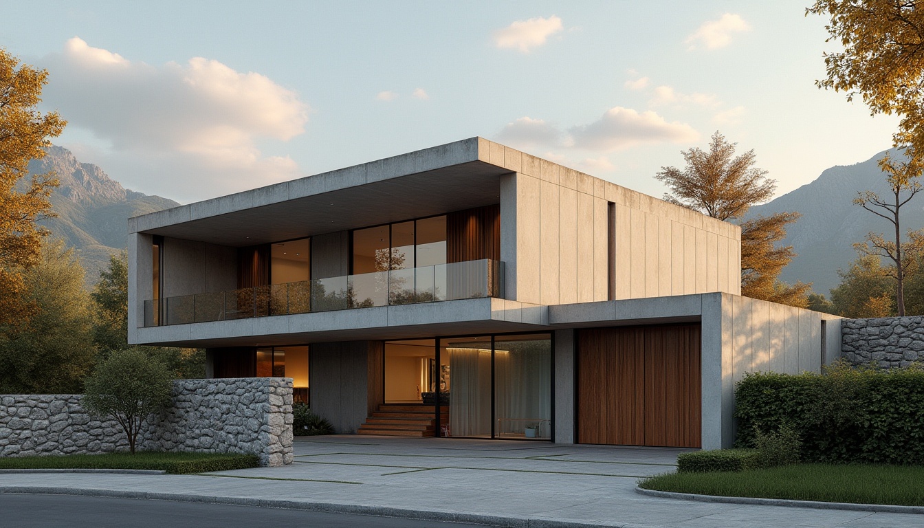 Prompt: Modern architecture, Gainsboro color tone, concrete building, sleek lines, minimalist structure, urban cityscape, morning light, soft shadows, warm atmosphere, natural stone walls, wooden accents, greenery surrounding, trees with autumn foliage, distant mountain range, 3/4 composition, low-angle shot, cinematic mood, high contrast, HDR effect.