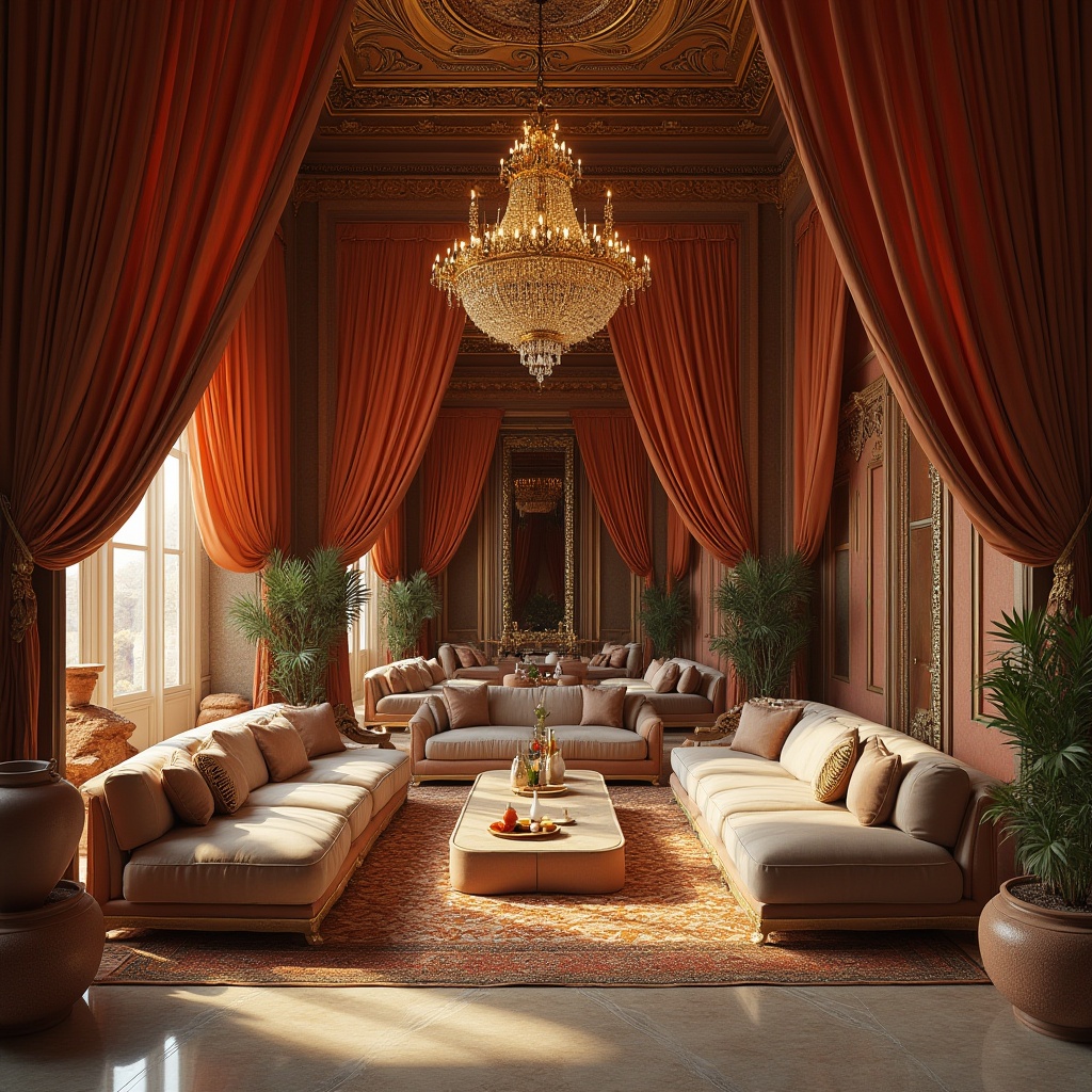 Prompt: Baroque interior, luxurious furniture, velvet drapes, golden ornaments, grand chandelier, intricate patterns, ornate mirrors, canyon-inspired elements, rocky formations, desert plants, terracotta pots, natural stone walls, earthy color palette, warm lighting, dramatic shadows, 3/4 composition, low-angle shot, cinematic atmosphere.