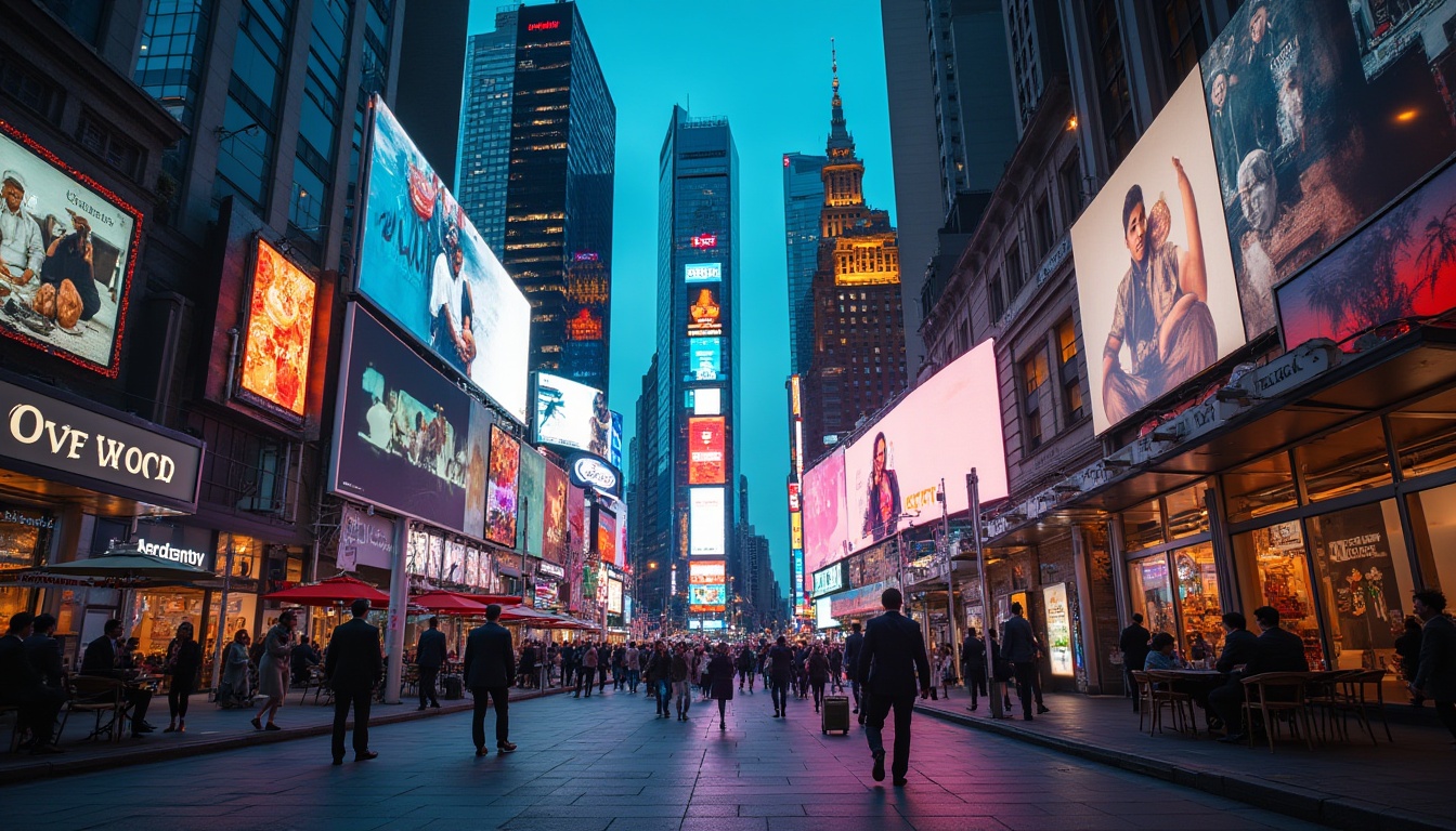 Prompt: Commercial districts, modern cityscape, bustling streets, skyscrapers, neon lights, giant billboards, busy pedestrians, suited businesspeople, briefcases, laptops, coffee shops, restaurants, street performers, night scene, vibrant colors, cinematic lighting, low-angle shot, wide-angle lens, urban atmosphere.