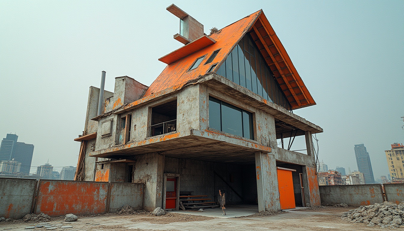 Postmodernism Style Housing Design Ideas Using Fiber-Cement Material in Maroon Color by the Riverbank