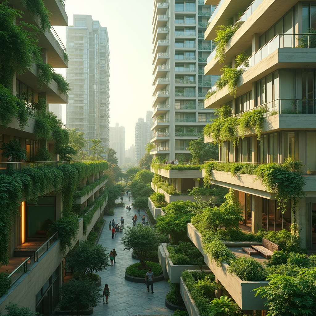 Prompt: Urban cityscape, modern skyscraper, rooftop garden, light green walls, lush greenery, vines crawling up building, moss-covered benches, serene atmosphere, afternoon sun, soft warm lighting, shallow depth of field, blurred background, vibrant color contrast, 3/4 composition, architectural lines, concrete texture, urban landscape, city streets, pedestrians in distance, bicycles parked nearby, eco-friendly design, sustainable living.