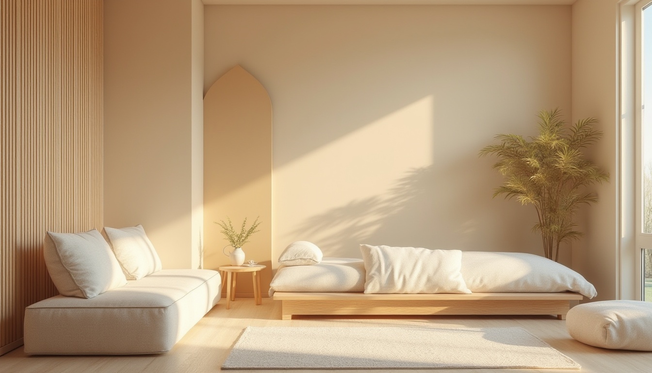 Prompt: calming beige walls, peaceful healing space, natural textures, earthy tones, warm soft lighting, minimalist furniture, comfortable couches, gentle curves, serene ambiance, soothing atmosphere, subtle patterns, calming decor, therapeutic setting, medical equipment, doctor's office, clinic interior, nature-inspired elements, wooden accents, plants, greenery, subtle scents, relaxing colors, monochromatic scheme, 3/4 composition, soft focus, warm color palette, cozy nooks.