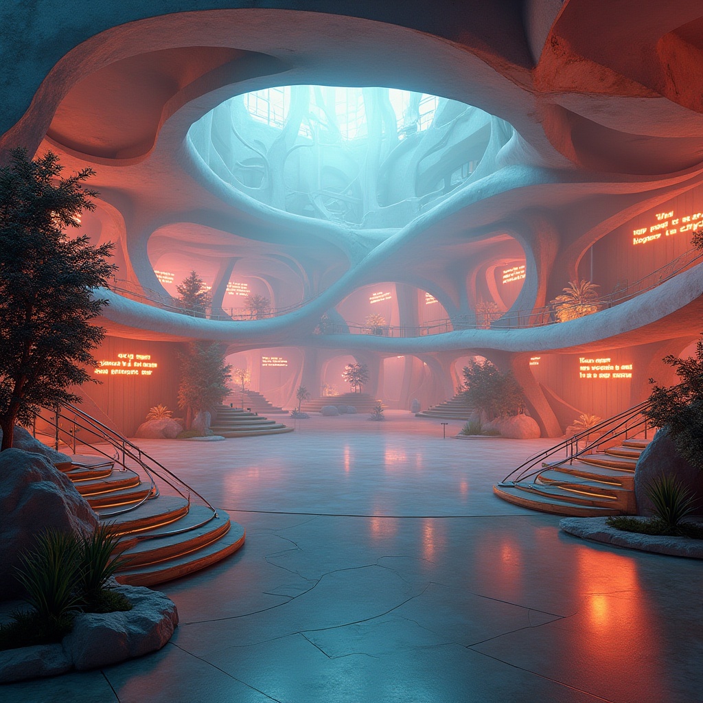 Prompt: Island of inspiration, gymnasium interior design, futuristic, vibrant colors, neon lights, irregular shapes, abstract architecture, dynamic structures, floating islands, misty atmosphere, soft focus, ambient Occlusion, warm and cozy lighting, 3/4 composition, panoramic view, dramatic shadows, athletic tracks, sports equipment, motivational quotes on walls, greenery, wooden accents, metallic materials, glass surfaces, stairs leading to nowhere, surrealism, dreamlike ambiance.