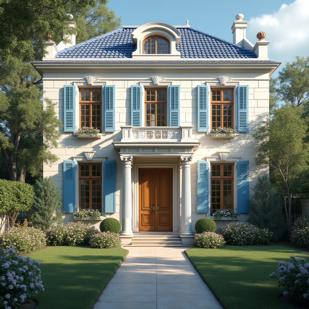 Residential Classicism Style Brick Material Blue Color Design Ideas