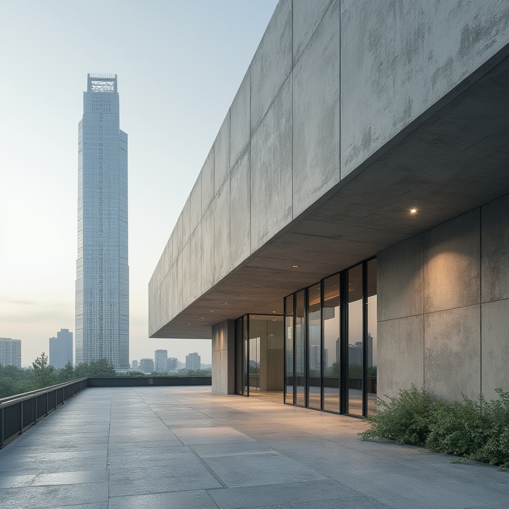 Prompt: Modern architectural design, benefits of plastered concrete, building facade, sleek lines, minimalist aesthetic, urban landscape, cityscape, skyscraper, concrete texture, smooth finish, subtle color variations, natural light reflection, 3/4 composition, low-angle shot, cinematic lighting, atmospheric haze.