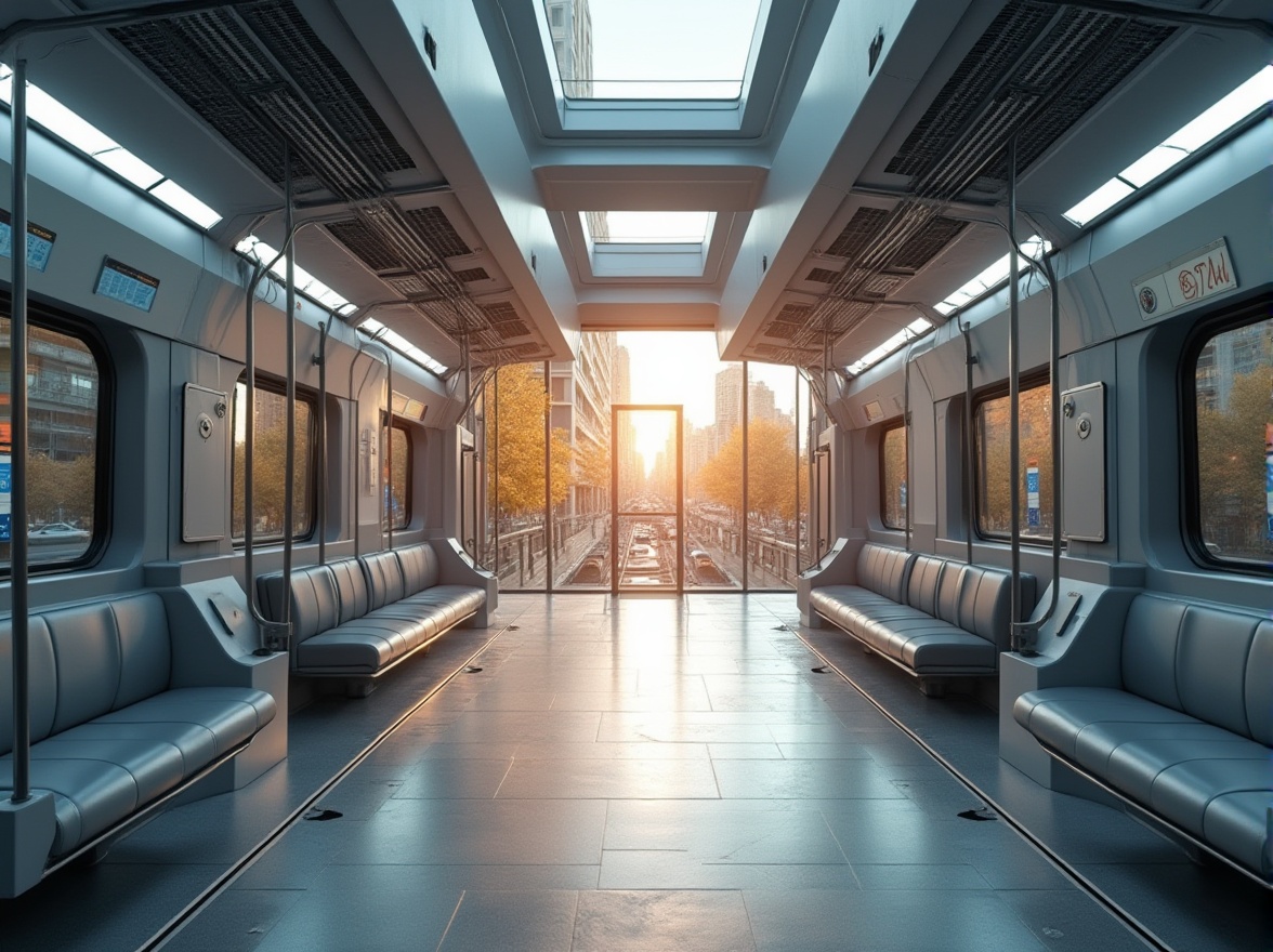 Prompt: Modern tram station, futuristic architecture, sleek lines, Lavacrete material, silver-gray tone, reflective surface, high-tech ambiance, bright LED lighting, spacious interior, comfortable seating area, minimalist decor, cityscape view, busy street scene, urban atmosphere, afternoon sun rays, shallow depth of field, cinematic composition, symmetrical framing.