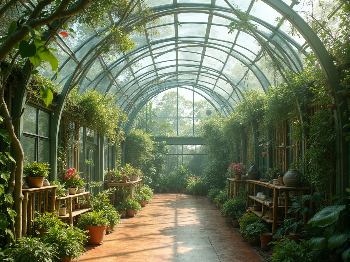 Prompt: Greenhouse regionalism, sustainable practices, futuristic architecture, transparent glass dome, lush greenery, tropical plants, vines crawling up walls, natural light pouring in, solar panels on roof, wind turbines nearby, eco-friendly materials, reclaimed wood, bamboo accents, minimal waste, recycling bins, composting area, local flora, butterfly garden, hummingbird feeders, serene atmosphere, soft natural lighting, warm color palette, 3/4 composition, cinematic shot, shallow depth of field, vibrant colors.