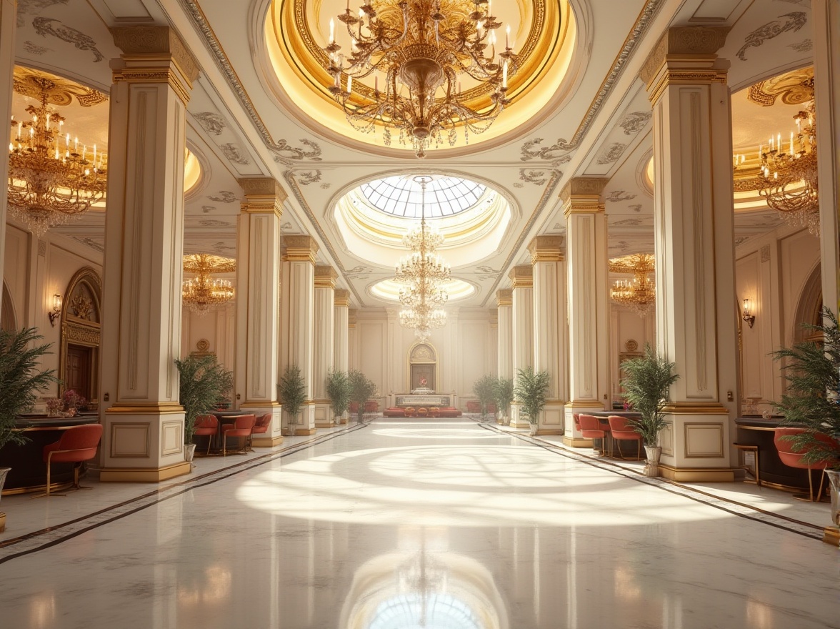 Prompt: Luxurious casino interior, grand chandelier, white marble floors, high ceiling, golden accents, elegant curves, lavish furnishings, ornate decorations, bright lighting, soft shadows, majestic atmosphere, 3/4 composition, low-angle shot, cinematic lighting, rich textures.