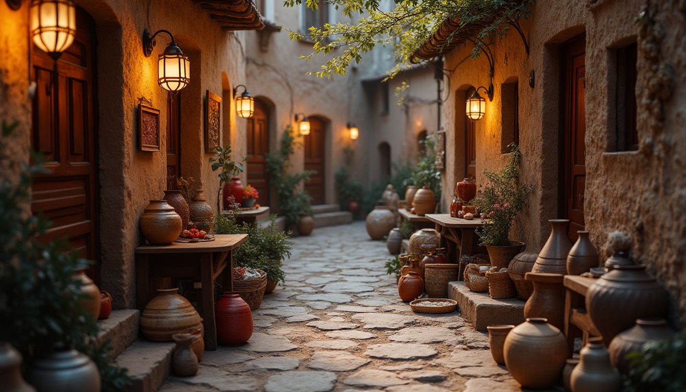 Prompt: regionalism style, community identity, cultural heritage, nostalgic atmosphere, vintage colors, earthy tones, folk patterns, traditional textiles, woven baskets, ceramic vases, wooden furniture, lanterns, rustic doors, stone walls, narrow alleys, old town, evening scene, warm lighting, soft focus, shallow depth of field, film grain, medium format camera.