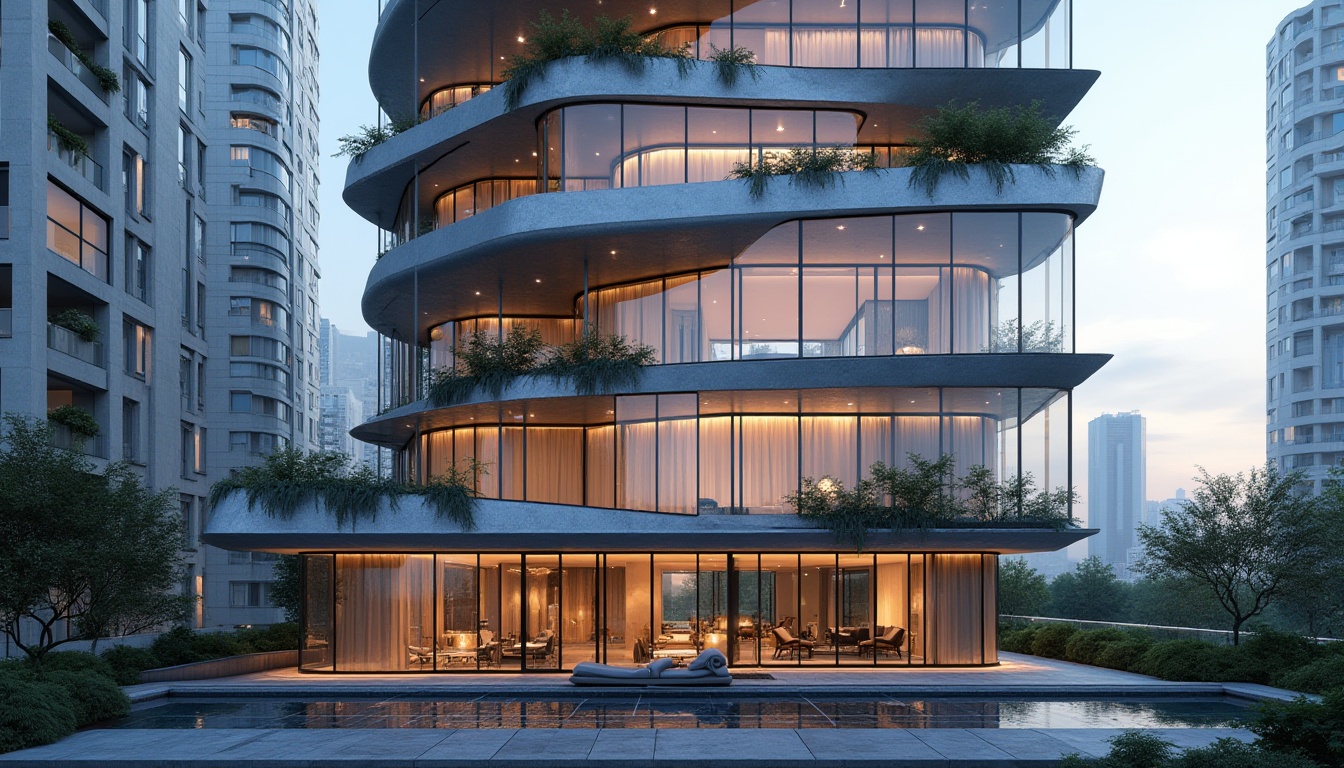 Prompt: Modern, luxurious facade design, skyscraper, urban landscape, cityscape, sleek lines, metallic materials, glass windows, LED lights, abstract patterns, futuristic architecture, minimalist aesthetic, functional balconies, sliding doors, green walls, vertical gardens, natural ventilation system, double-glazed windows, energy-efficient features, 3D modeling, photorealistic rendering, high-contrast lighting, dramatic shadows, cinematic composition.