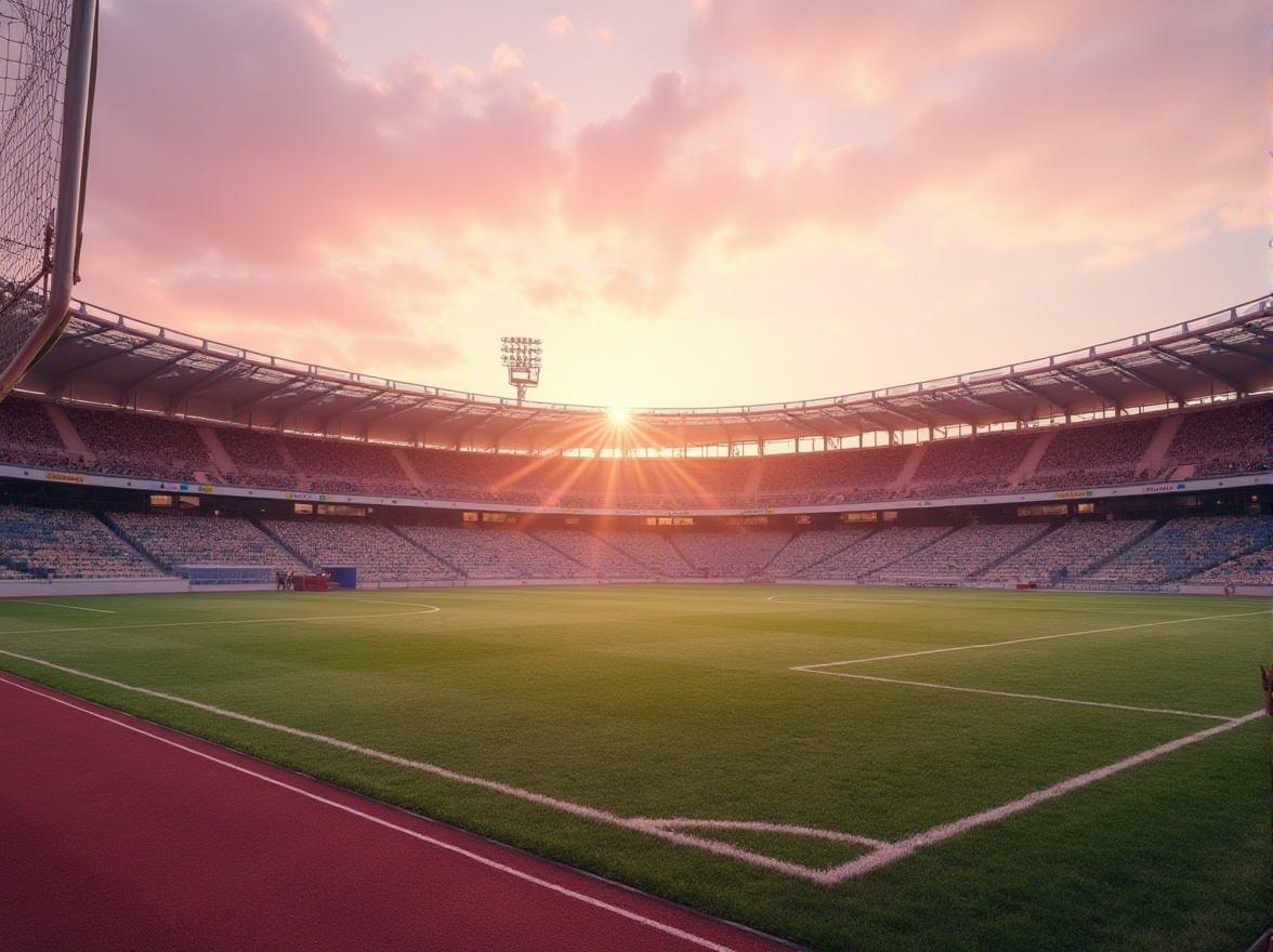 Prompt: Mauve color, sports field, stadium, athletic track, soccer field, basketball court, tennis court, running track, soft mauve tone, warm atmosphere, dynamic composition, low-angle shot, vibrant green grass, bold white lines, sleek metallic goalposts, shiny athletic equipment, evening sun, dramatic lighting, 3/4 composition, realistic texture, ambient occlusion.