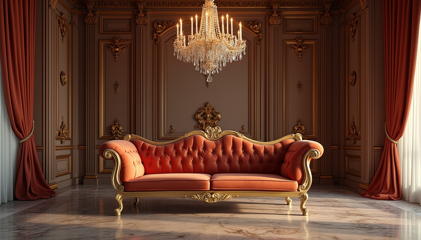 Prompt: Luxurious interior setting, velvet sofa, golden metal frame, intricate wooden carvings, soft silk curtains, crystal chandelier, marble floor, ambient warm lighting, rich wood texture, luxurious fabric patterns, detailed embroidery, ornate decorations, 3/4 composition, soft focus, cinematic mood.