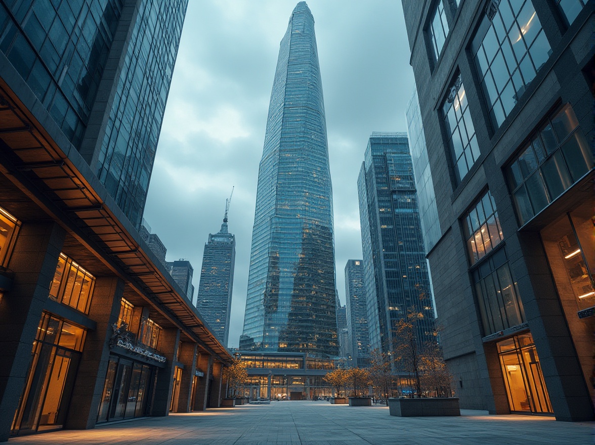 Prompt: Modern skyscraper, futuristic cityscape, glass facade, reflective windows, metallic frames, sleek lines, urban jungle, cloudy sky, dramatic lighting, low-angle shot, 3/4 composition, concrete pavement, steel beams, industrial pipes, exposed ductwork, rough stone walls, smooth marble floors, wooden accents, abstract patterns, intricate details, ambient Occlusion, High Dynamic Range.