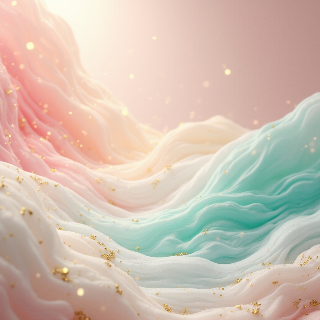 Prompt: Vibrant color palette, pastel hues, soft peach tone, creamy whites, rich turquoise, deep berry shades, metallic gold accents, subtle texture, gradient effect, ombre style, modern aesthetic, 3D visual, futuristic composition, low-key lighting, atmospheric mood, ethereal ambiance, dreamy quality, gentle contrast, harmonious balance.