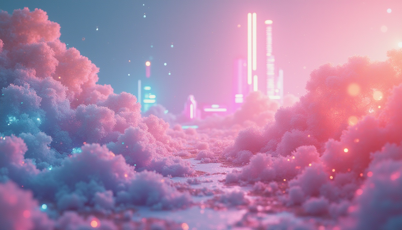 Prompt: Vibrant color palette, pastel hues, bold accents, gradient effects, subtle textures, metallic sheen, soft focus, dreamy atmosphere, abstract shapes, swirling patterns, artistic composition, eclectic mix, modern aesthetic, trendy design, futuristic vibe, neon lights, cityscape background, sleek lines, minimalist style, bold typography.