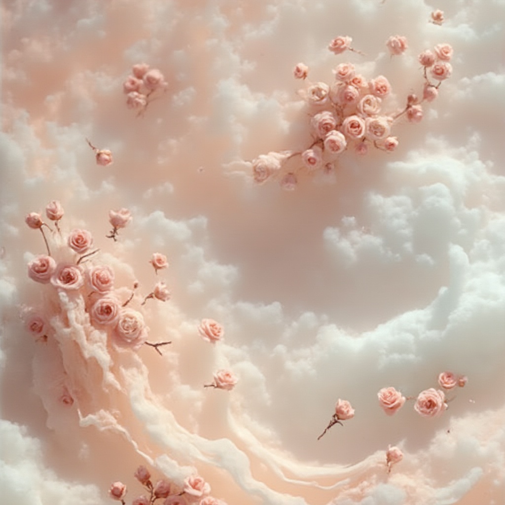 Prompt: Pastel color palette, harmonious blend, soft peach skin tone, gentle blush, creamy white, pale lavender, misty blue, warm beige, rich chocolate brown, metallic rose gold accents, smooth gradient transitions, ombre effects, natural textures, subtle patterns, elegant composition, artistic expression, dreamy atmosphere, relaxing ambiance.