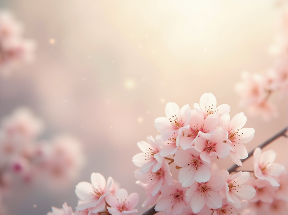 Prompt: Cohesive color palette, pastel tones, soft gradient background, gentle texture, watercolor effect, subtle shine, delicate petals, blooming flowers, natural scenery, peaceful atmosphere, warm lighting, 3/4 composition, shallow depth of field, soft focus, cinematic mood, artistic brushstrokes, dreamy quality, ethereal ambiance.