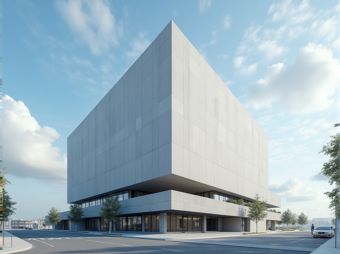 Prompt: Fiber-cement building, modern architecture, sleek lines, urban setting, cityscape, blue sky, white clouds, angular facade, textured surface, concrete foundation, steel beams, glass windows, minimal ornamentation, clean design, 3/4 composition, low-angle shot, soft natural lighting, realistic rendering.