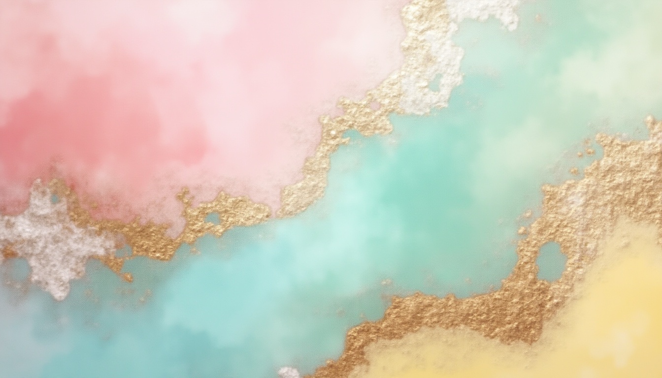 Prompt: Cohesive color palette, abstract art, gradient background, vibrant pink, pastel blue, mint green, creamy yellow, rich brown, metallic silver, luxurious gold, bold brushstrokes, watercolor texture, soft focus, artistic composition, modern aesthetic, trendy design, 3D effects, futuristic ambiance, depth of field, high contrast, HDR.