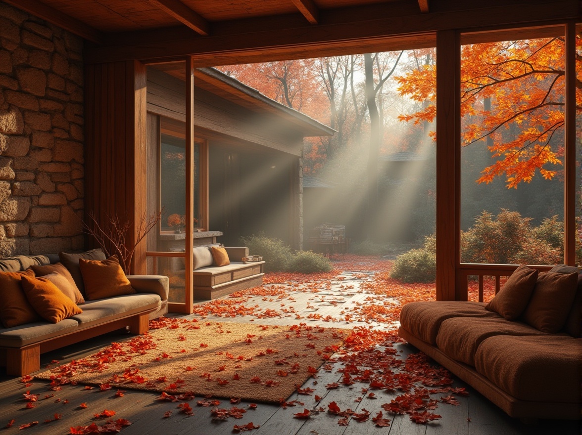 Prompt: Vibrant persimmon hues, warm earthy tones, rich orange-red shades, soft creamy whites, deep charcoal grays, luxurious golden accents, natural wood textures, rustic stone walls, cozy cabin interiors, autumnal forest landscapes, misty morning light, soft focus blur, 1/2 composition, intimate atmosphere.