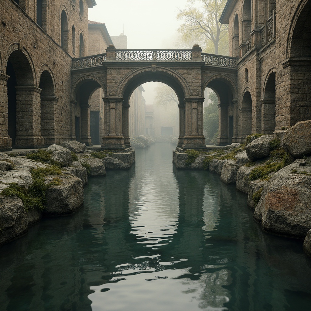 Prompt: Ancient stone bridges, rustic arched structures, ornate iron railings, grandeur columns, symmetrical compositions, weathered granite surfaces, moss-covered stonework, serene water reflections, misty atmospheric lighting, soft warm color palette, 1/2 composition, shallow depth of field, realistic textures, ambient occlusion.Let me know if this meets your requirements!