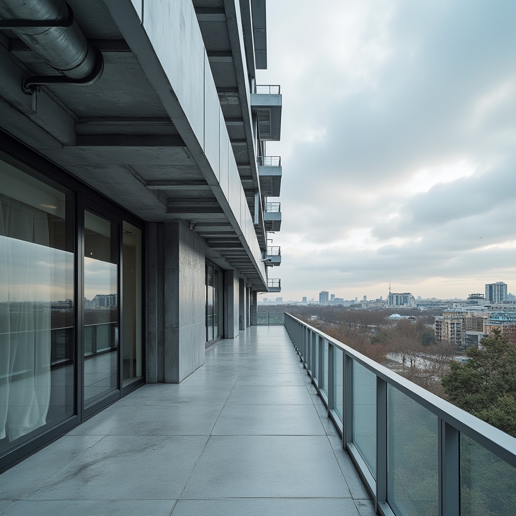 Prompt: Modern building facade, cantilevered roofs, angular columns, minimalist steel beams, exposed ductwork, industrial chic aesthetic, polished concrete floors, glass railings, urban cityscape, cloudy sky, soft diffused lighting, shallow depth of field, 1/2 composition, symmetrical balance, realistic textures, ambient occlusion.