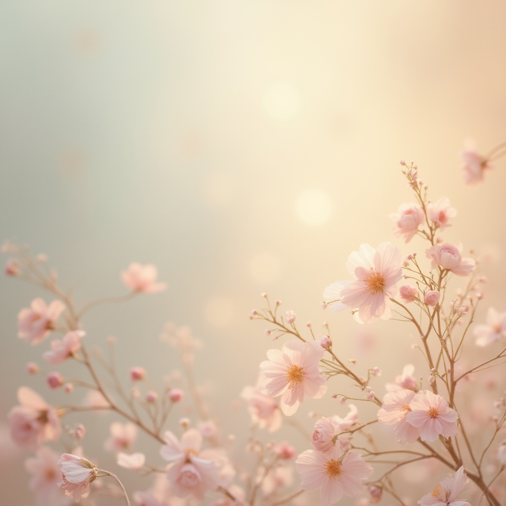 Prompt: Soft pastel hues, calming atmosphere, gentle color transitions, soothing background textures, warm beige tones, creamy whites, pale blues, mauve accents, natural wood elements, subtle gradient effects, delicate floral patterns, elegant typography, balanced composition, 2/3 rule, gentle contrast, serene ambiance, warm golden lighting, shallow depth of field.