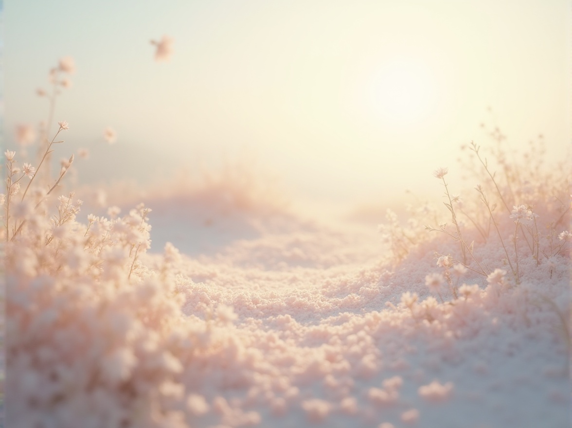 Prompt: Soft pastel hues, calming atmosphere, serene natural scenery, gentle rolling hills, misty morning fog, delicate flower petals, whispering leaves, warm beige tones, creamy whites, soothing blues, pale lavender accents, subtle texture overlays, realistic material finishes, shallow depth of field, 1/1 composition, softbox lighting, ambient occlusion.