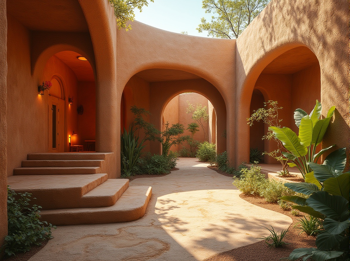 Prompt: Chukum-textured walls, earthy brown color palette, natural organic forms, sustainable building materials, eco-friendly architecture, innovative design solutions, Maya-inspired patterns, rich cultural heritage, vibrant colorful accents, warm ambient lighting, shallow depth of field, 3/4 composition, panoramic view, realistic textures, ambient occlusion.