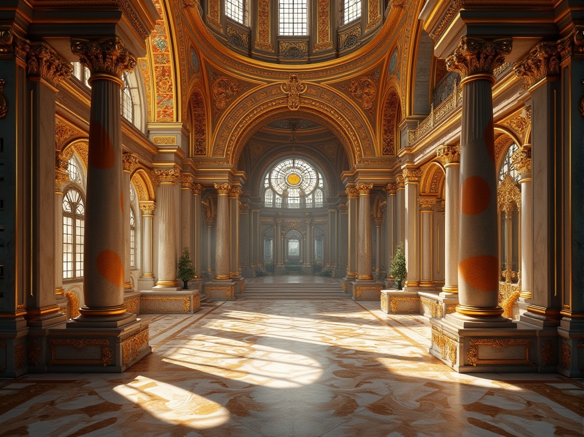 Prompt: Intricate university campus, ornate Byzantine architecture, golden domes, grand archways, ornamental columns, lavish mosaics, vibrant stained glass windows, richly patterned textiles, intricate stone carvings, luxurious marble floors, grandiose staircases, warm soft lighting, shallow depth of field, 1/1 composition, panoramic view, realistic textures, ambient occlusion.