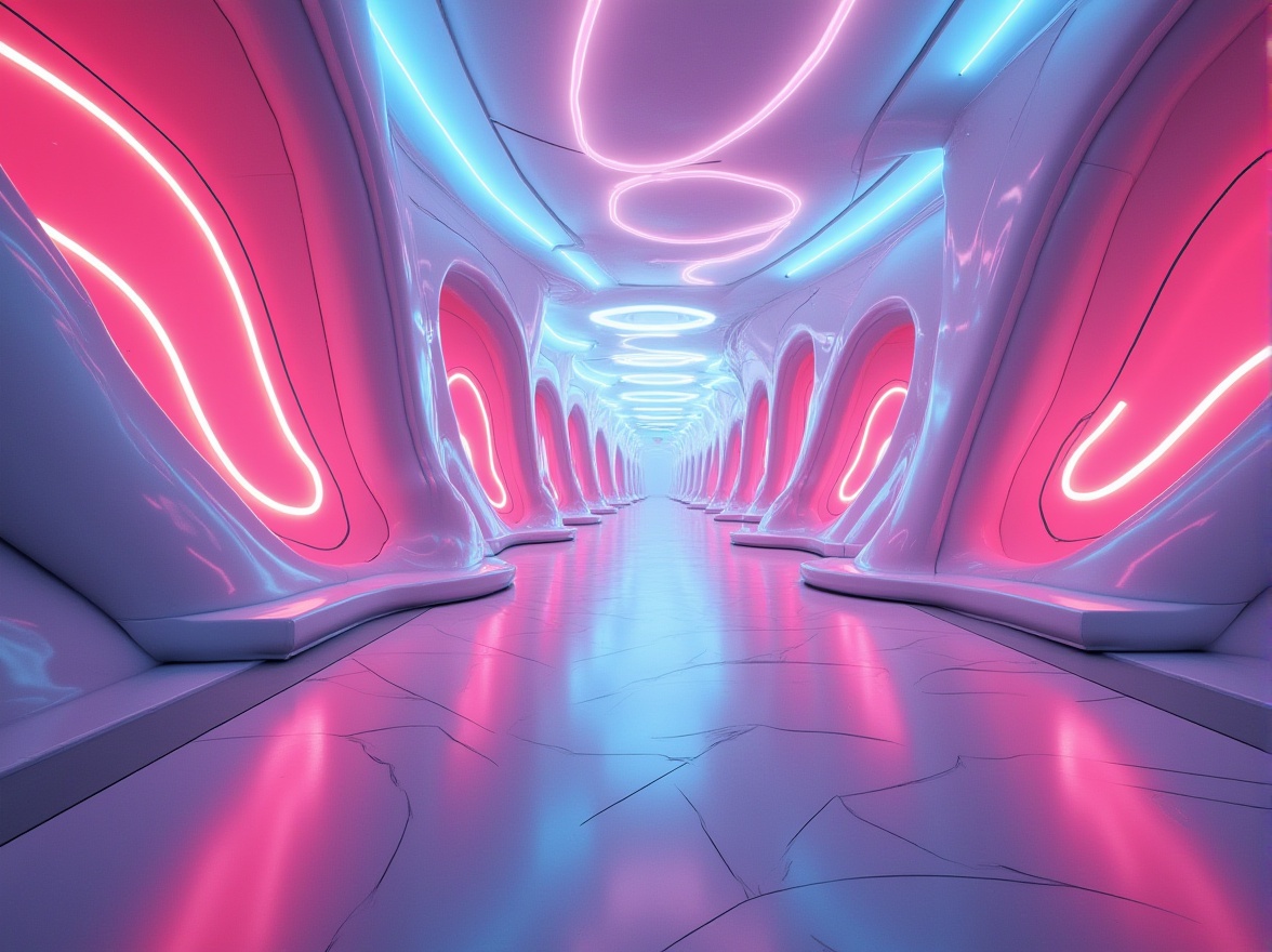 Prompt: Vibrant digital artwork, futuristic neon lights, pastel color scheme, soft glowing hues, metallic accents, sleek modern design, abstract geometric shapes, bold typography, contrasting colors, high-contrast lighting, shallow depth of field, 3/4 composition, panoramic view, realistic textures, ambient occlusion.