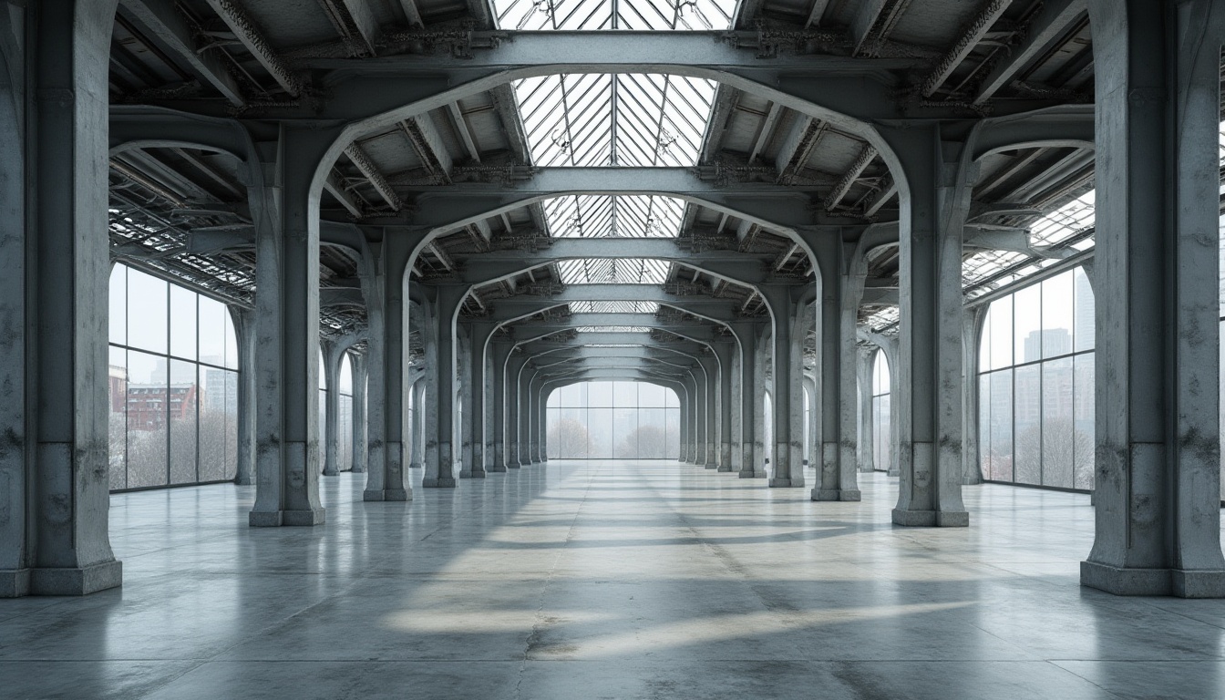 Prompt: Intricate steel beams, exposed ductwork, polished concrete floors, industrial chic aesthetic, functional minimalism, angular lines, cantilevered rooflines, vast open spaces, natural light infusion, clerestory windows, brutalist architecture, raw material expression, urban cityscape, cloudy day, soft diffused lighting, 1/2 composition, realistic textures, ambient occlusion.