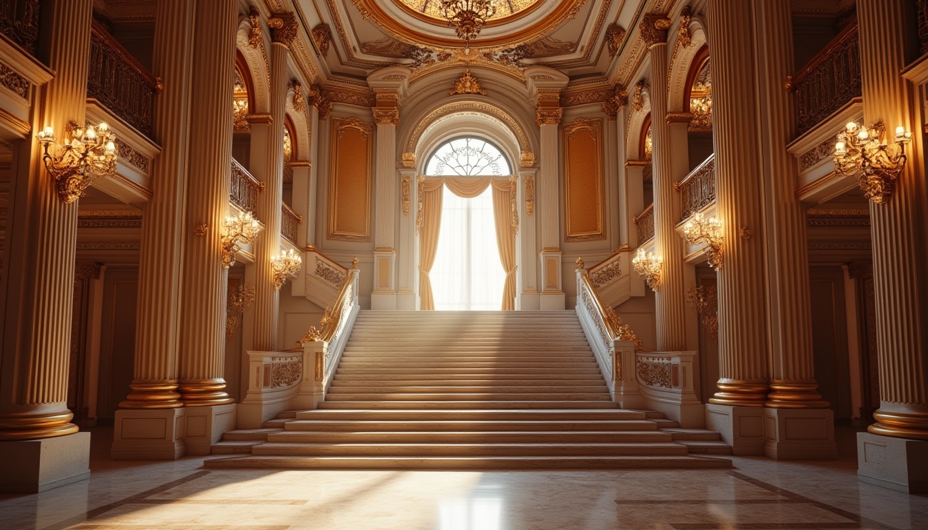 Prompt: Grand opera house facade, neoclassical architecture style, ornate columns, intricate carvings, grand entrance, sweeping staircases, crystal chandeliers, rich velvet drapes, gilded moldings, marble floors, high ceilings, symmetrical composition, classical proportions, subtle color palette, warm golden lighting, soft focus, shallow depth of field, 1/2 composition, dramatic shadows, realistic textures, ambient occlusion.