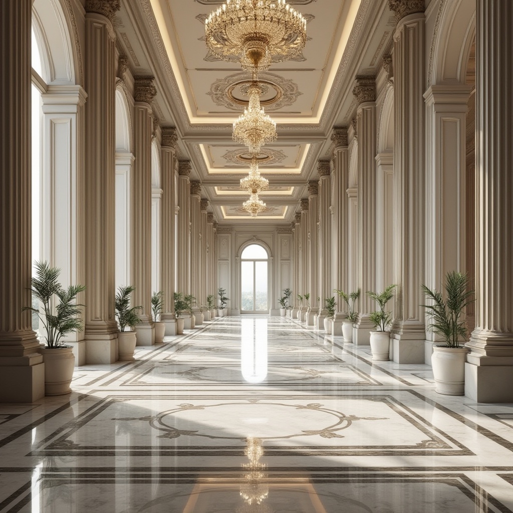 Prompt: Elegant symmetrical buildings, grand entrance halls, intricately patterned floors, ornate chandeliers, majestic columns, harmonious proportions, balanced facades, radial symmetry, central axes, perfect geometric shapes, luxurious materials, marble floors, crystal chandeliers, refined lines, subtle curves, natural light, soft shadows, 1/1 composition, symmetrical framing, precise details, realistic textures, ambient occlusion.