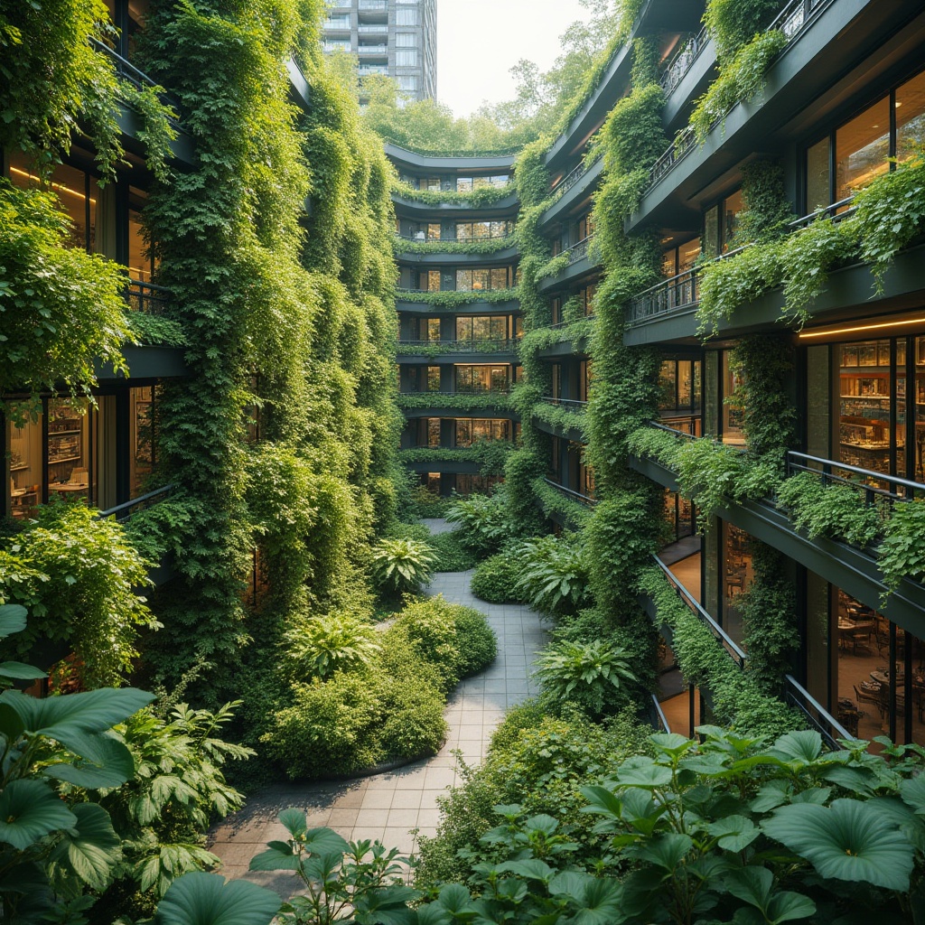 Prompt: Lush green walls, vibrant flowers, leafy foliage, trellis systems, hydroponic plants, modern urban architecture, sleek metal frames, glass balconies, natural stone facades, thriving ecosystems, urban oases, bustling city streets, warm sunny days, soft diffused lighting, shallow depth of field, 3/4 composition, panoramic views, realistic textures, ambient occlusion.