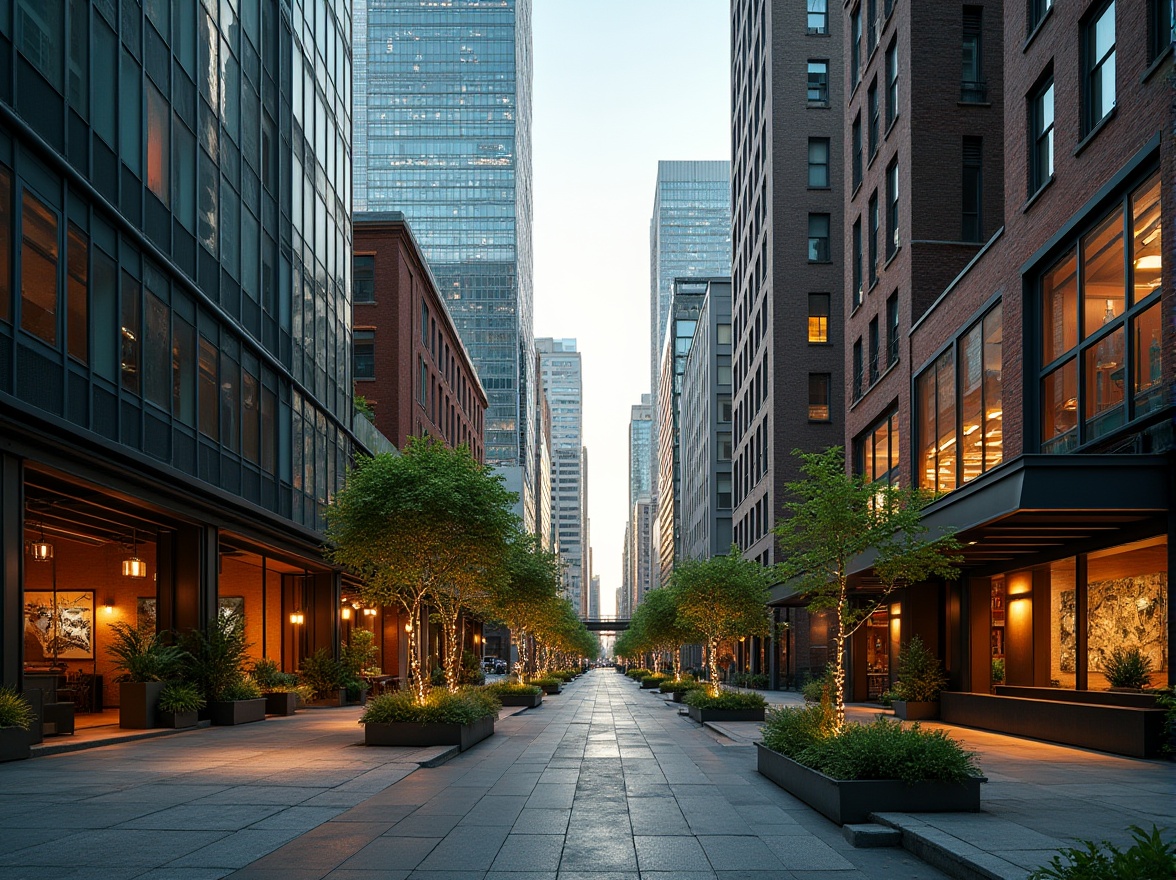 Prompt: Urban cityscape, modern skyscrapers, sleek glass facades, steel beams, concrete sidewalks, vibrant street art, urban vegetation, lush green roofs, industrial chic aesthetic, exposed brick walls, distressed wood accents, reclaimed metal textures, neon lights, bustling streets, warm golden lighting, shallow depth of field, 1/2 composition, cinematic atmosphere, realistic reflections, ambient occlusion.