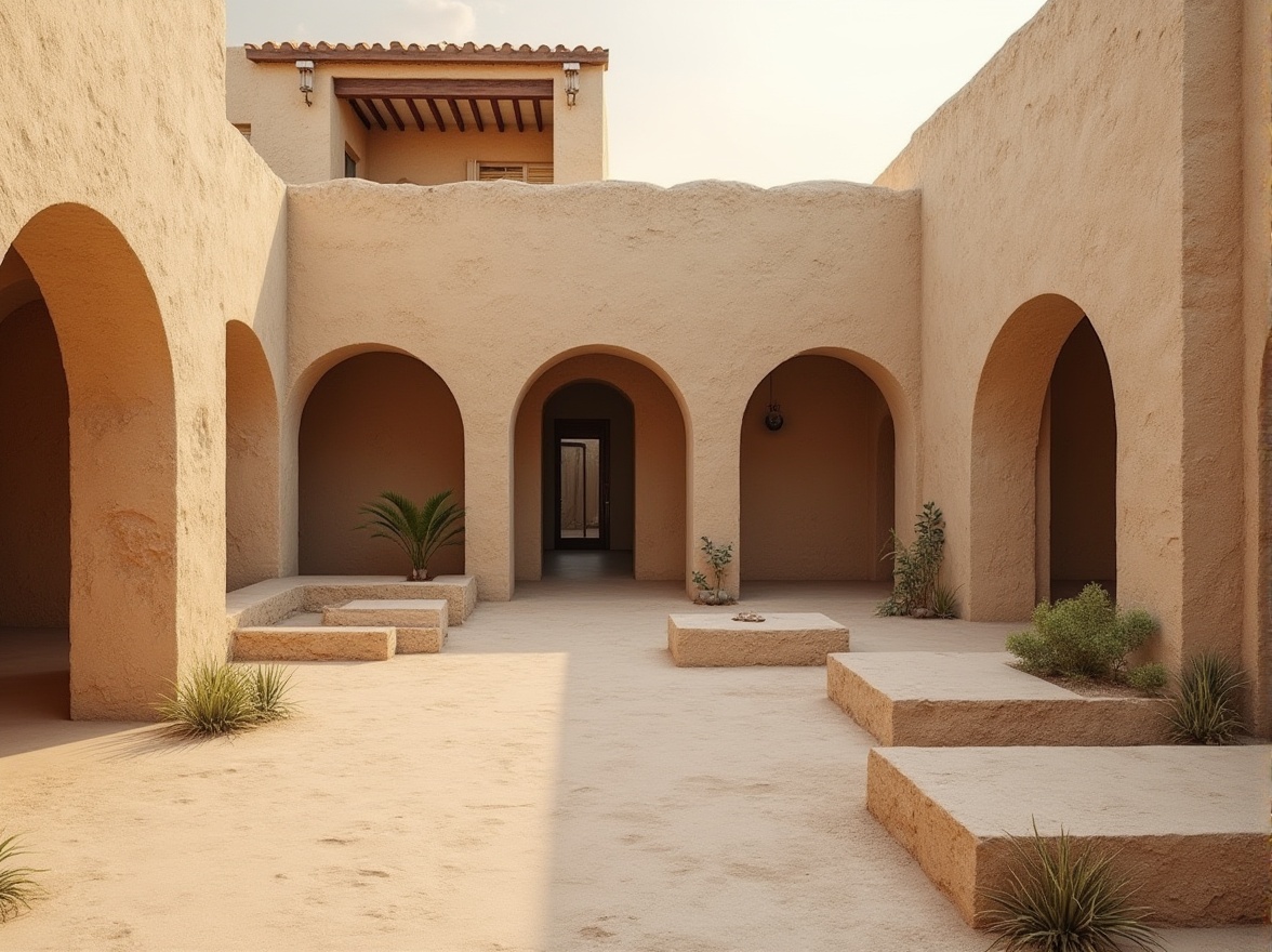 Prompt: Warm beige sandstone, natural texture, earthy tone, organic pattern, rustic charm, modern minimalist design, sleek lines, clean edges, smooth surfaces, rough-hewn accents, warm ambient lighting, soft shadows, 3/4 composition, shallow depth of field, realistic textures, subtle color palette, outdoor spaces, desert landscapes, arid climate, Mediterranean architecture, villa-inspired design, courtyard settings.