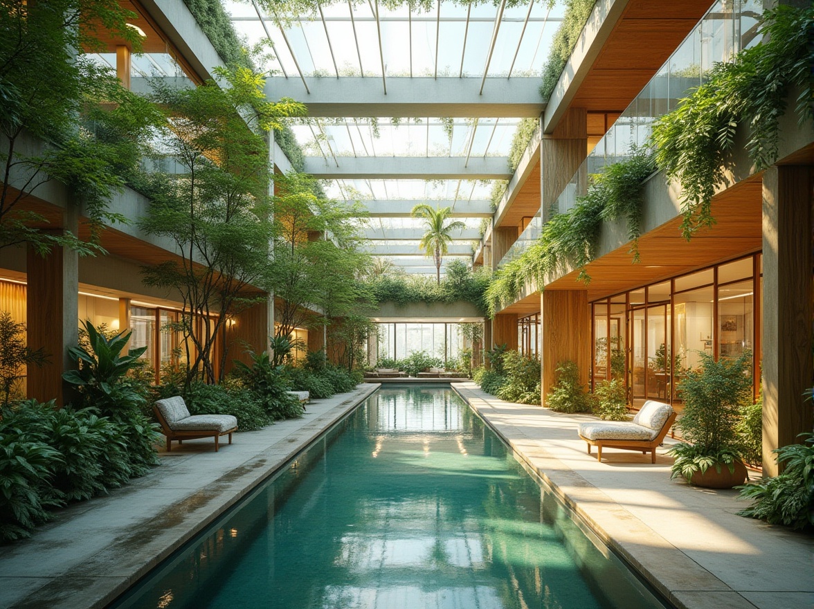 Prompt: Eco-friendly hospital building, natural light-filled atriums, living green walls, reclaimed wood accents, bamboo flooring, low-VOC paints, recycled glass partitions, energy-efficient LED lighting, solar panels, wind turbines, rainwater harvesting systems, green roofs, organic gardens, calming water features, soft warm lighting, shallow depth of field, 3/4 composition, panoramic view, realistic textures, ambient occlusion.