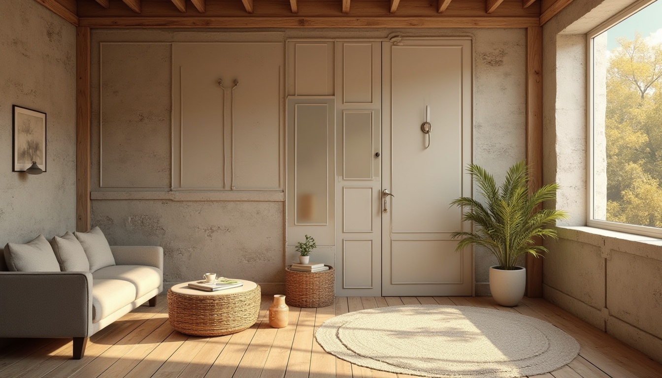 Prompt: Gainsboro color palette, warm beige tones, soft creamy whites, muted grays, earthy browns, natural stone textures, rustic wooden accents, vintage distressed finishes, cozy intimate atmosphere, soft diffused lighting, warm golden hour, shallow depth of field, 1/2 composition, realistic render, ambient occlusion.